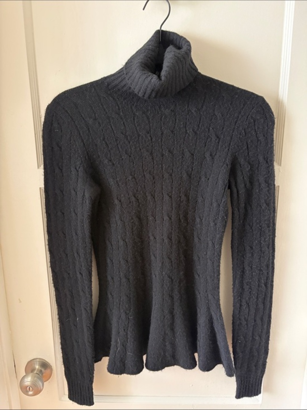 Ralph Lauren Black Cable-Knit Turtleneck Sweater